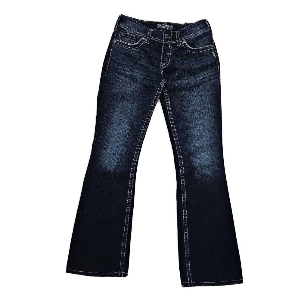 Silver Suki Surplus (Womens 28"x32") Mid Rise Blue Denim Jeans Dark Wash Pants - Picture 2 of 9